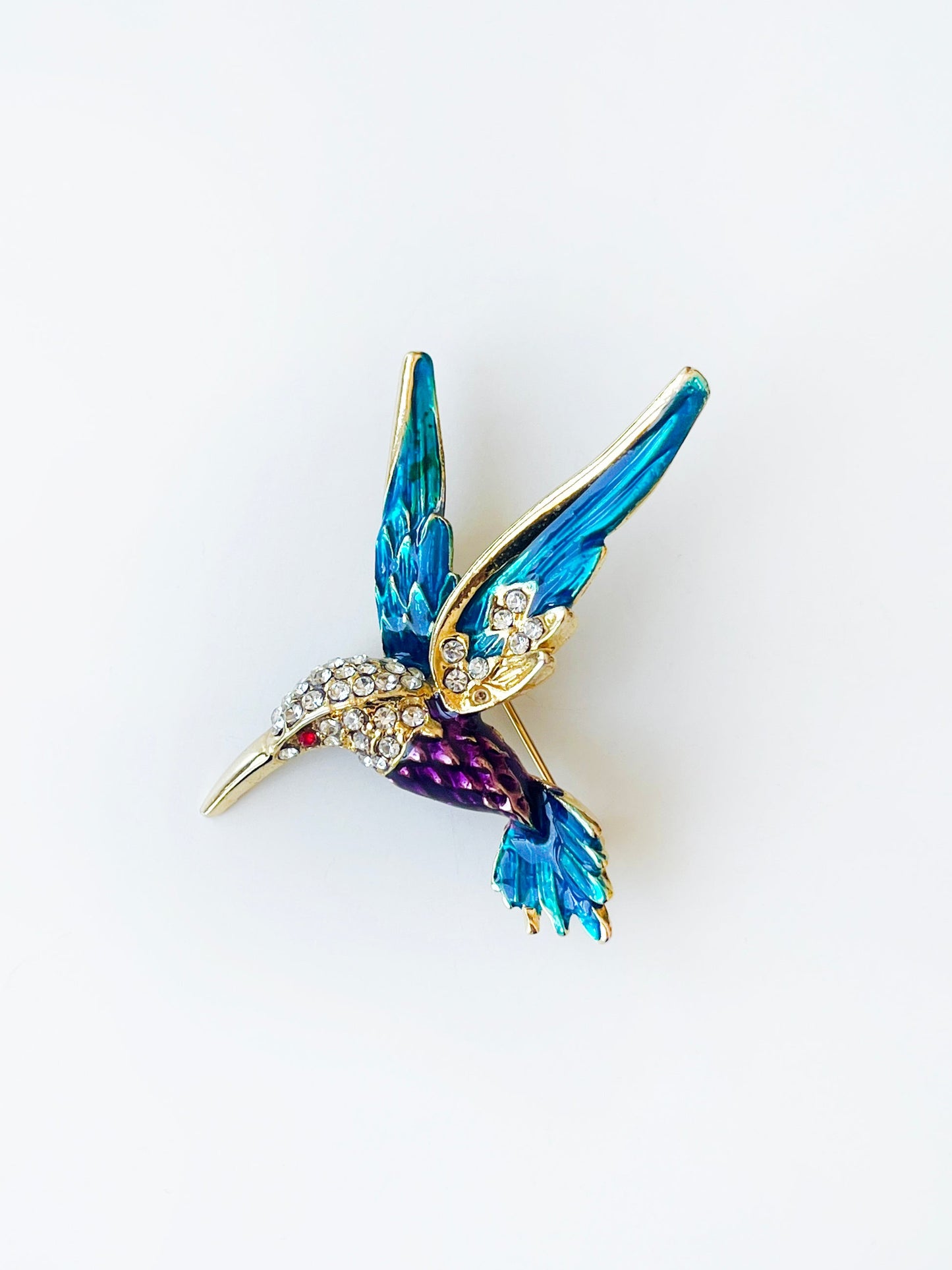 Colorful 80s hummingbird brooch