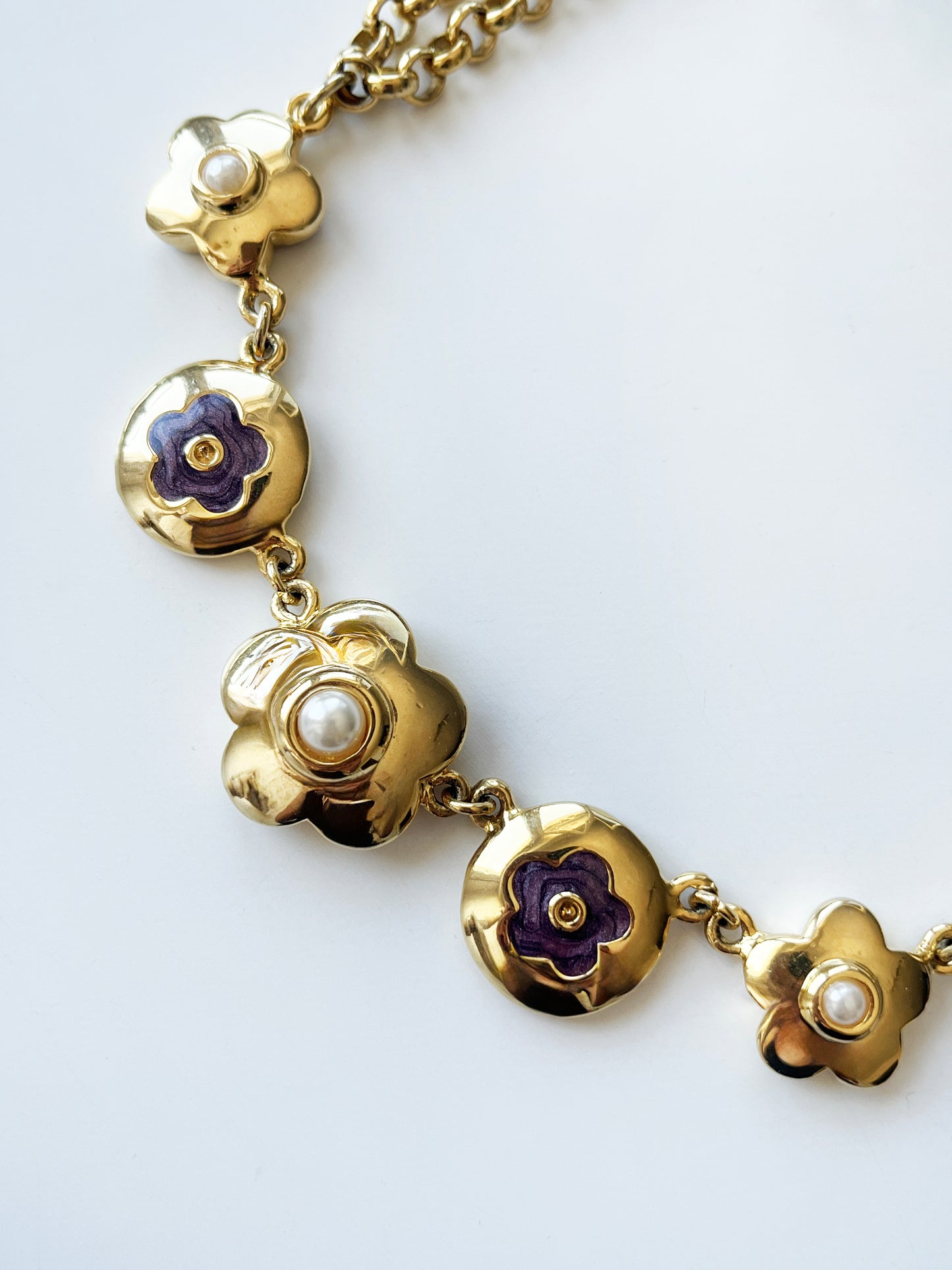 Golden and purple flower necklace