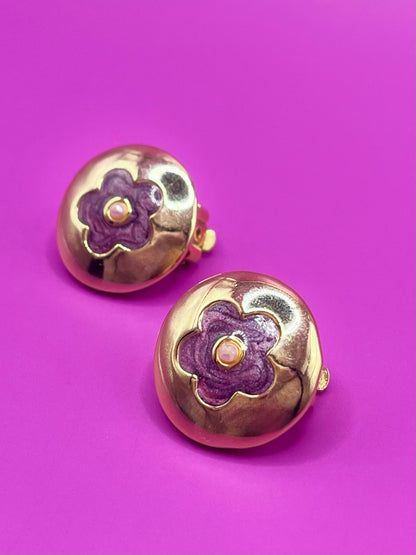  Golden and purple flower clips