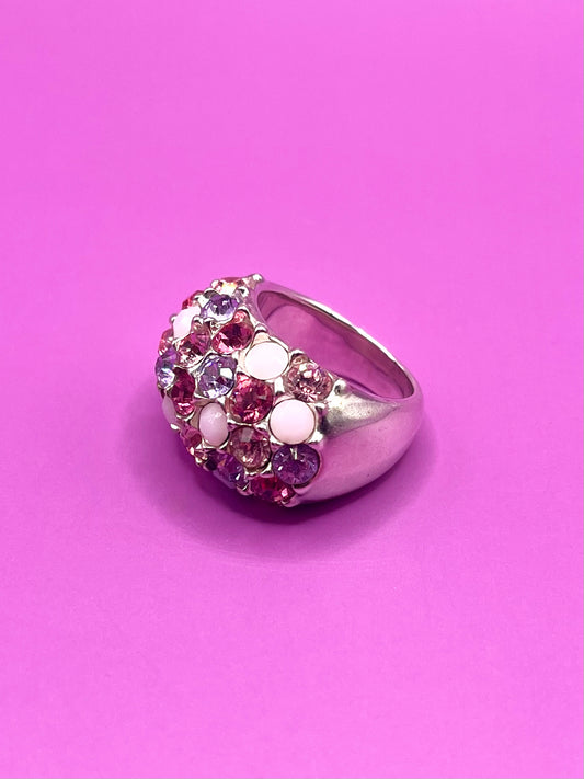 Silver and pink Agatha ring