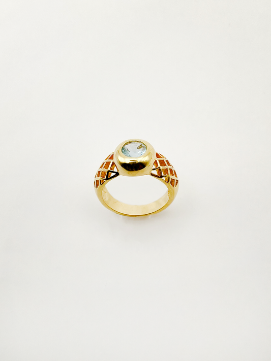 Gold plated ring and blue stone