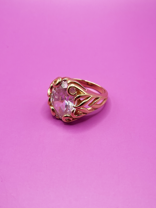 Golden ring with chunky crystal