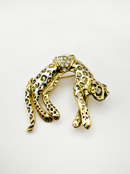 Panther brooch with rhinestones from the 60s