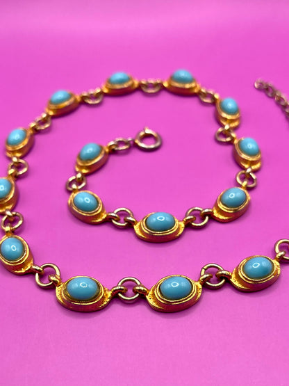 Collier doré et turquoise