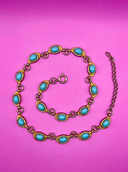 Collier doré et turquoise