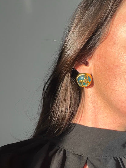 Boucles d'oreilles à clou aqua Monet