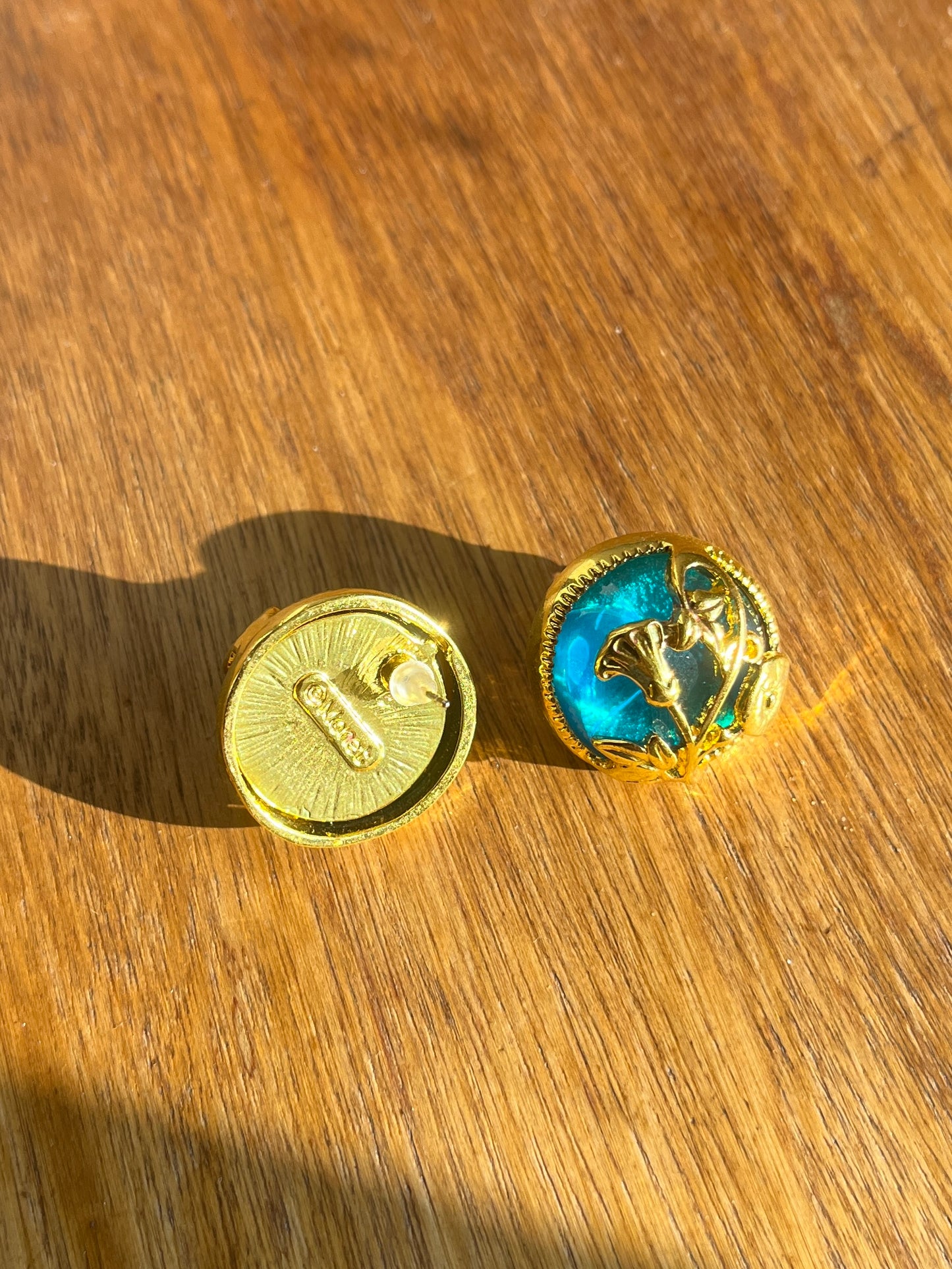 Boucles d'oreilles à clou aqua Monet