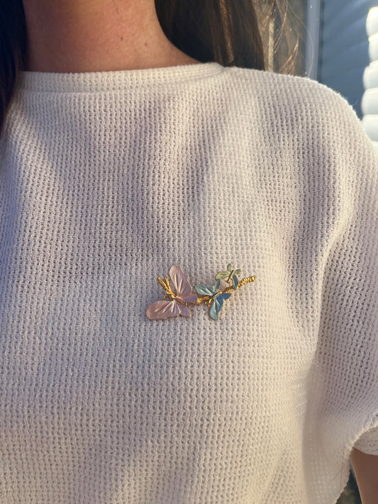 Broche papillons colorés