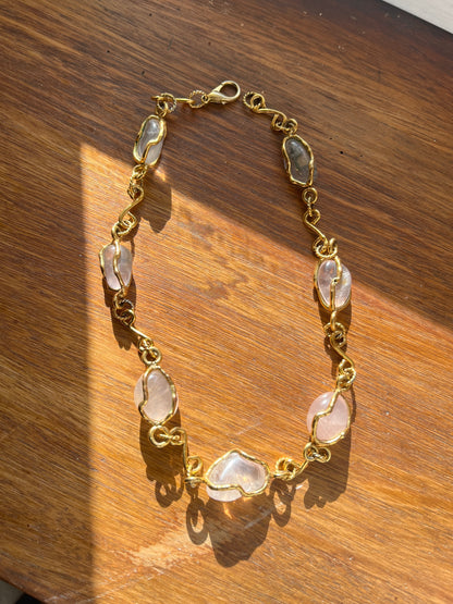 Collier vintage en quartz rose