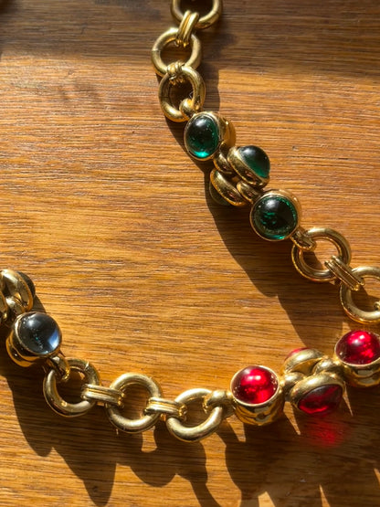 Collier années 90 cabochons colorés