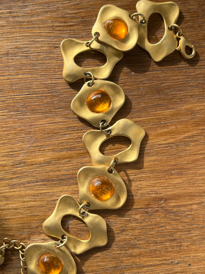 Bracelet doré cabochons orange