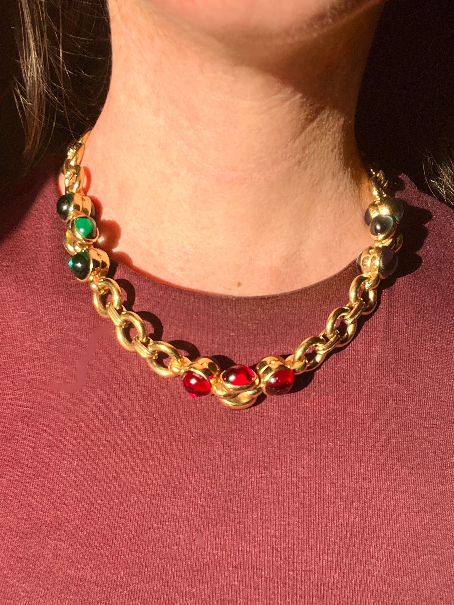 Collier années 90 cabochons colorés