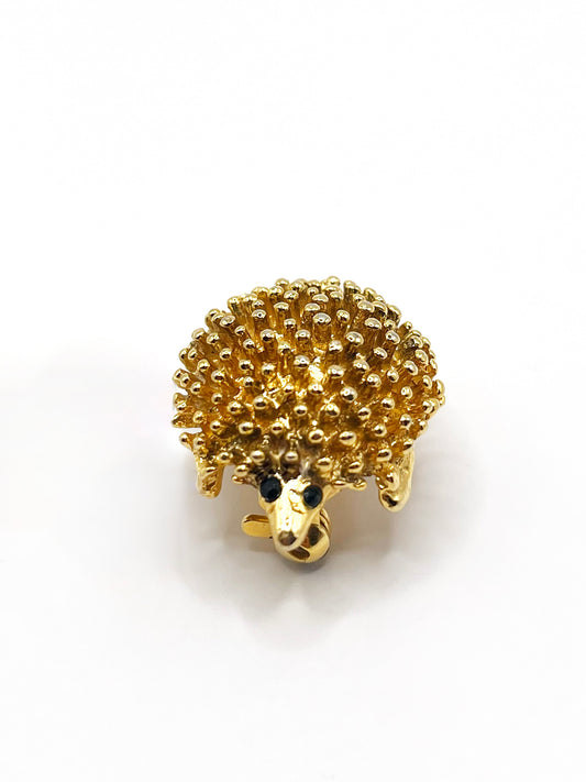 Golden hedgehog brooch