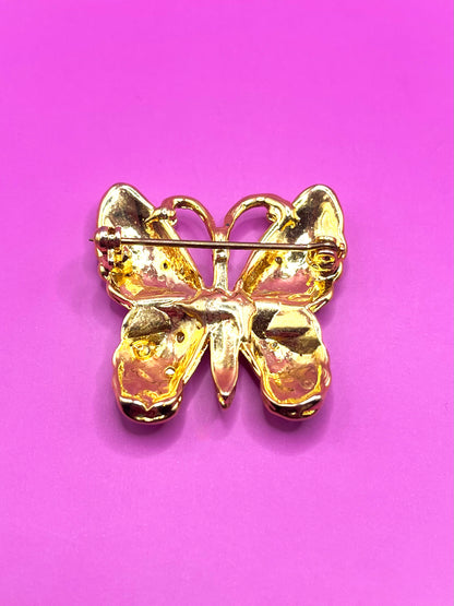 Broche papillon multicolore