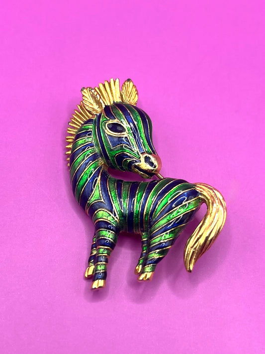 Vintage zebra brooch