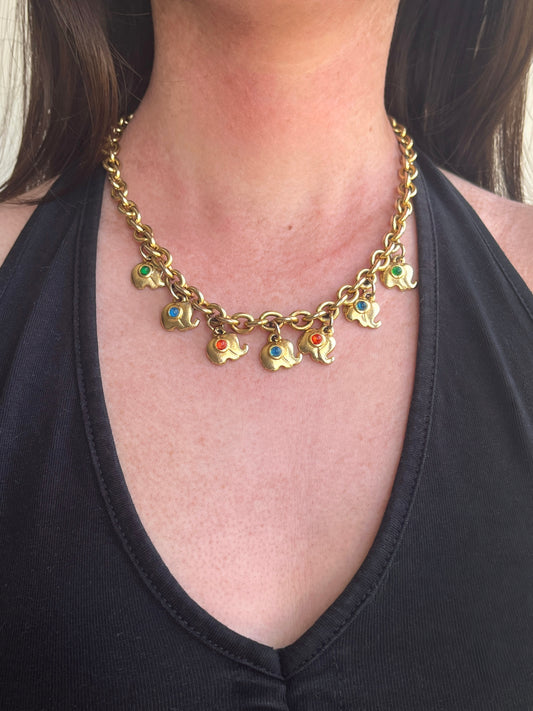 Collier à breloques éléphants