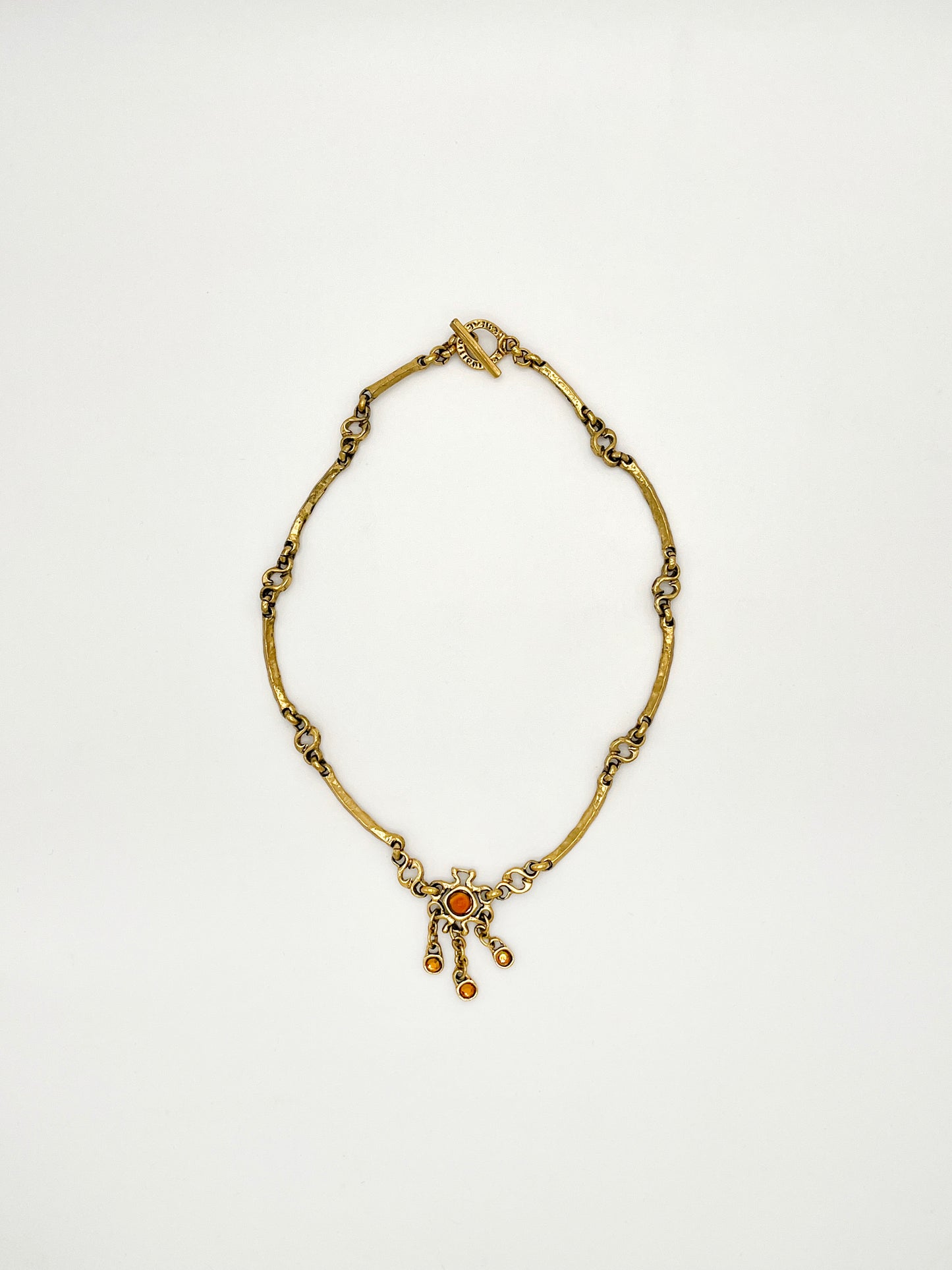 Collier doré cabochon orange