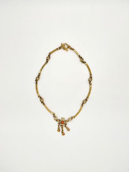 Collier doré cabochon orange