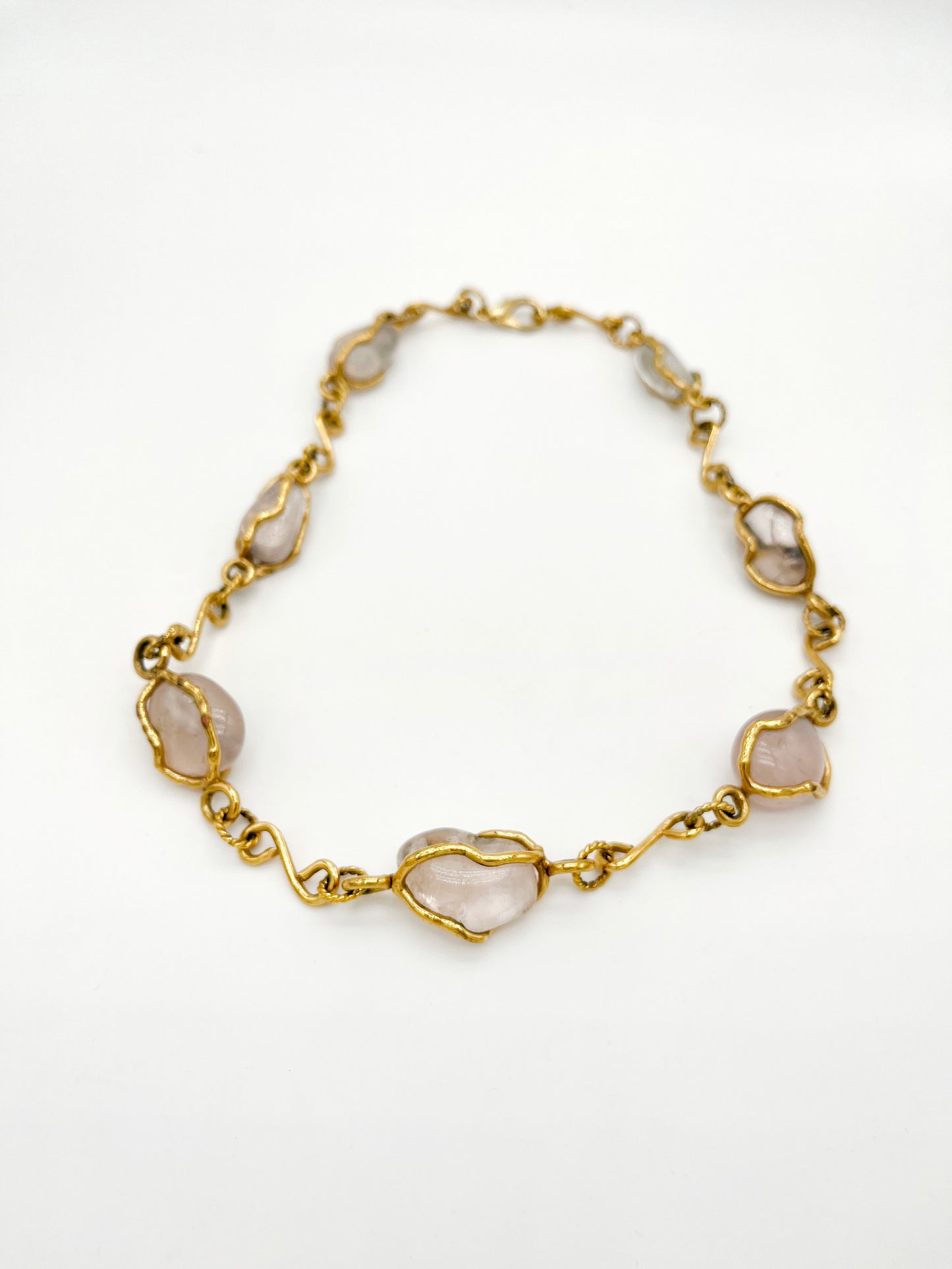 Collier vintage en quartz rose