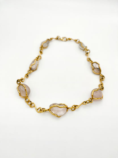 Collier vintage en quartz rose