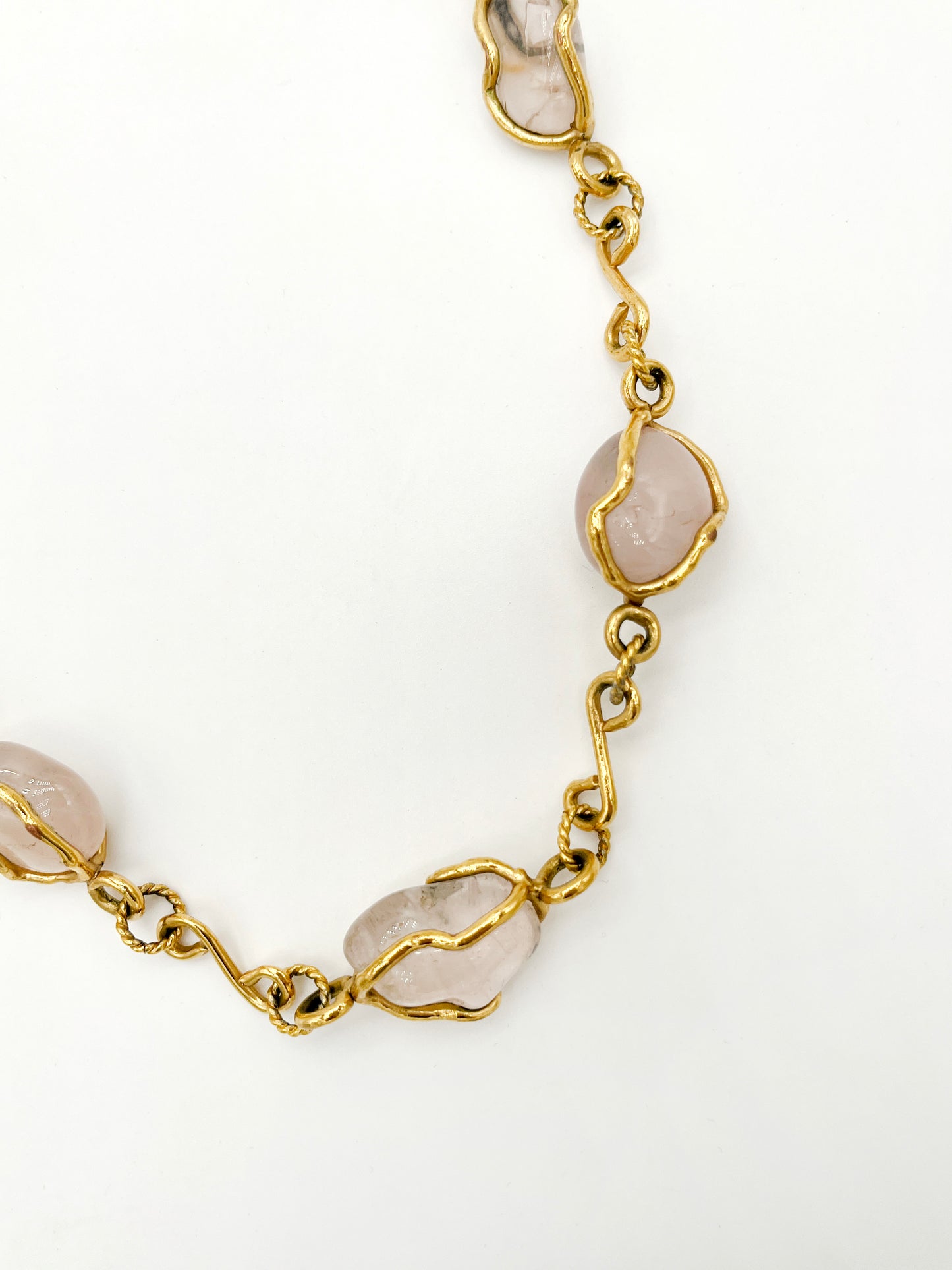 Collier vintage en quartz rose