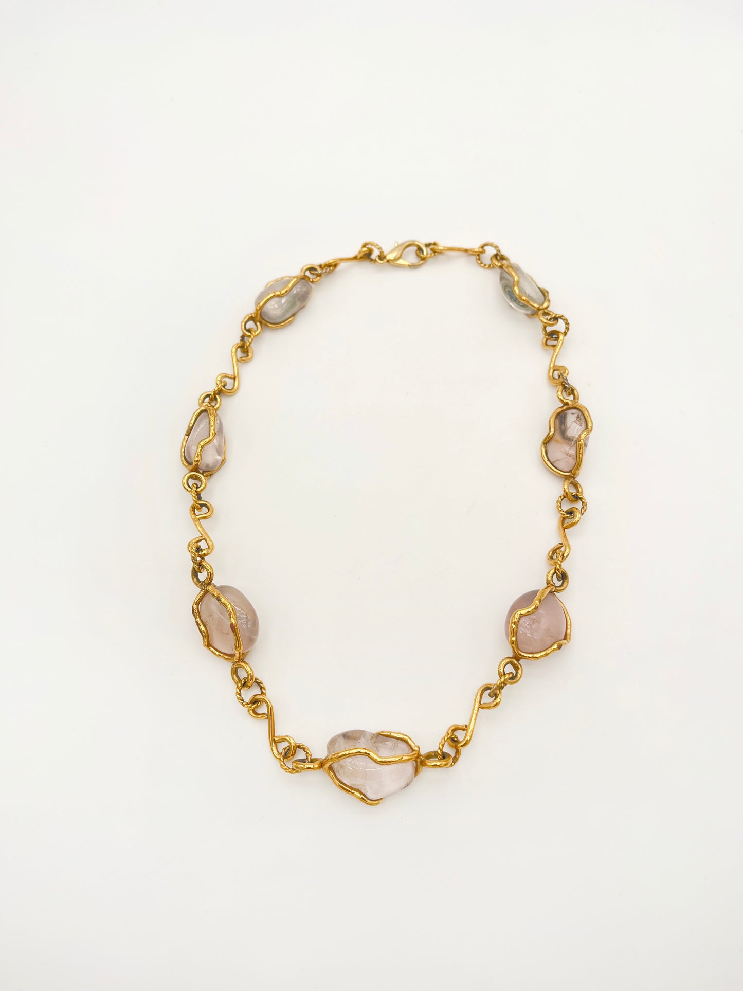 Collier vintage en quartz rose