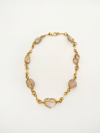 Collier vintage en quartz rose