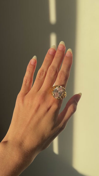 Golden ring with chunky crystal