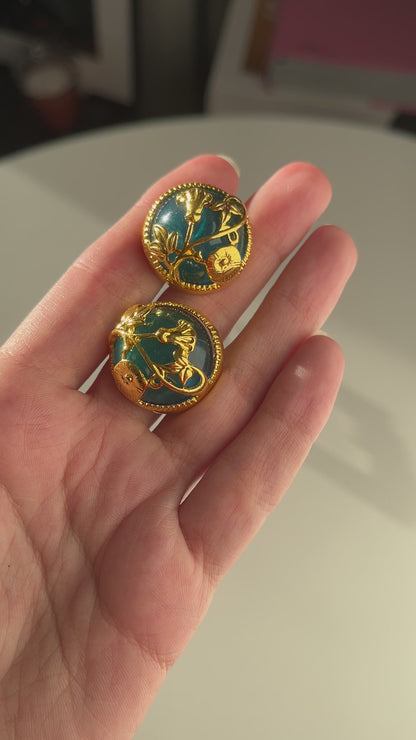 Boucles d'oreilles à clou aqua Monet